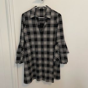 Alice & Olivia bell sleeve plaid dress.
